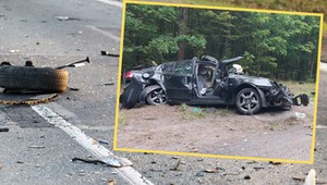 Saab nie wyrobił na zakręcie. Tragiczne skutki wypadku pod Mrągowem [ZDJĘCIA]
