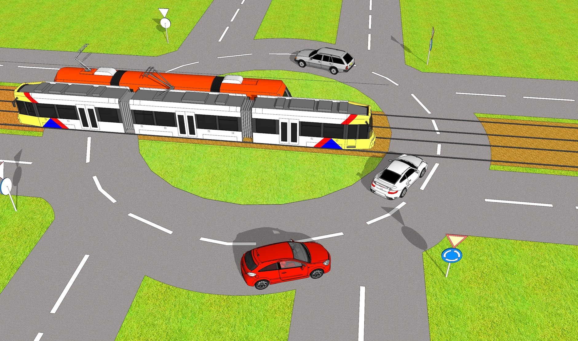 Kiedy tramwaj już zjeżdża z ronda, zawsze ma pierwszeństwo