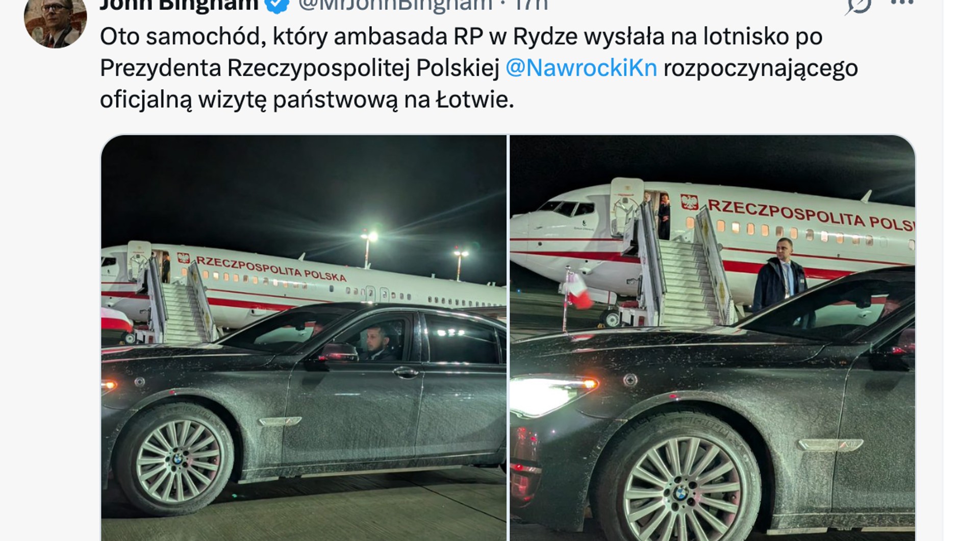 Post o brudnej limuzynie podstawionej prezydentowi został repostowany ponad 700 razy. Dziesiątki tysięcy internautów podało go dalej
