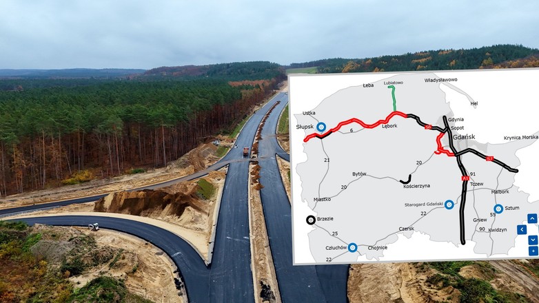 Postęp prac na budowie drogi S6 na Pomorzu