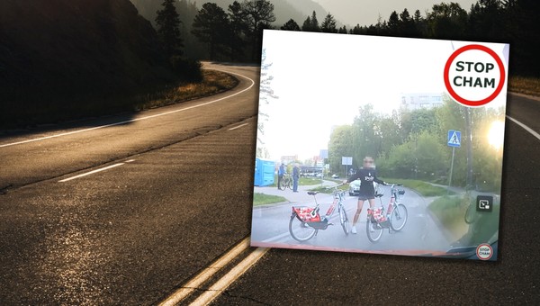 Po klaksonie zeskoczył z roweru. Ruszył nagle w kierunku kierowcy