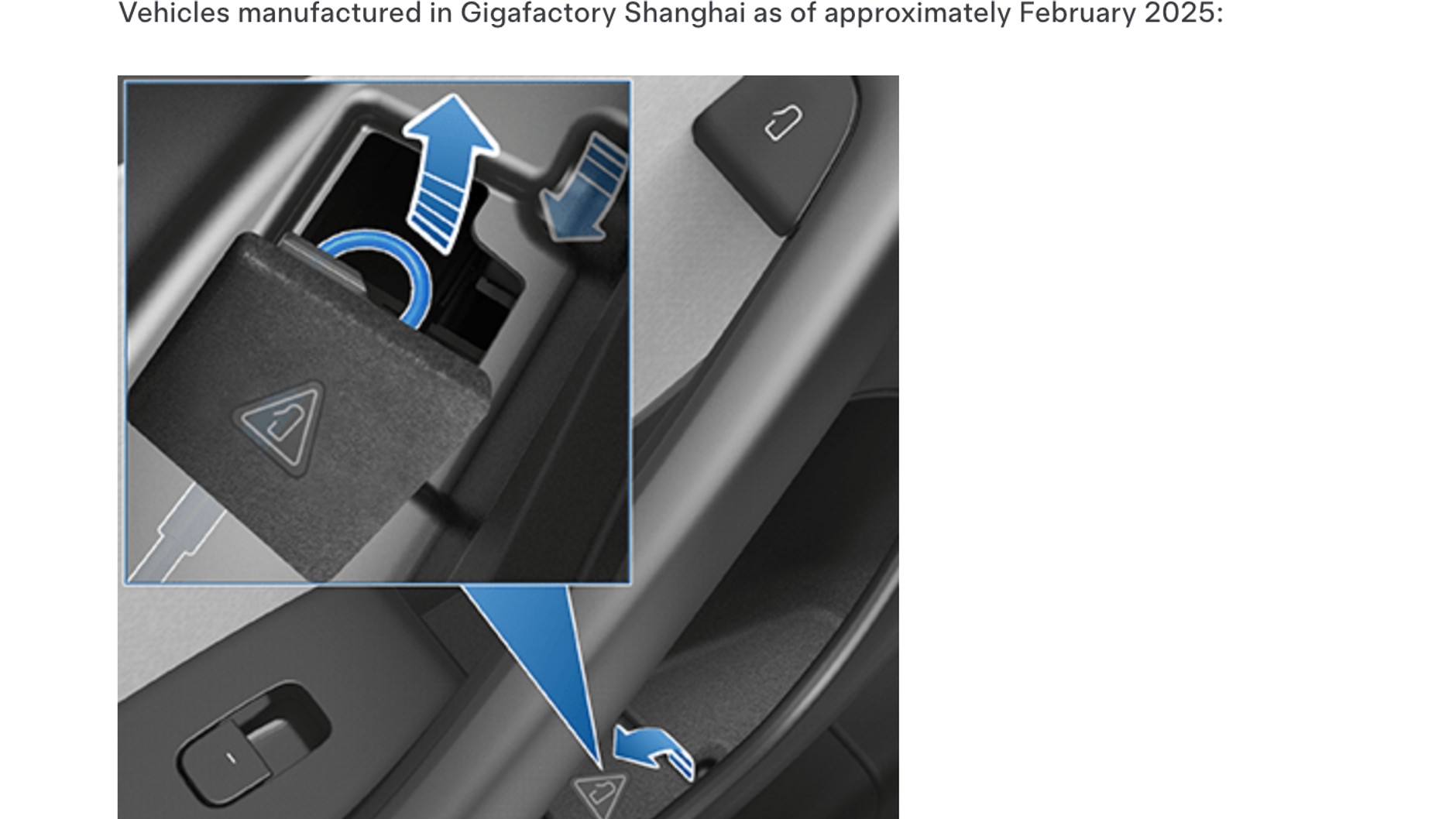 Fragment instrukcji aktualnej wersji Tesli Model 3 – awaryjne otwieranie tylnych drzwi od wewnątrz to skrajny absurd