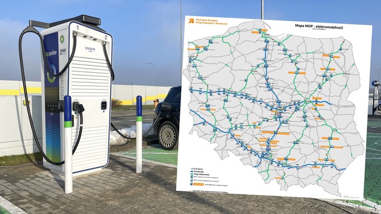 Sieć stacji ładowania przy głównych trasach w Polsce