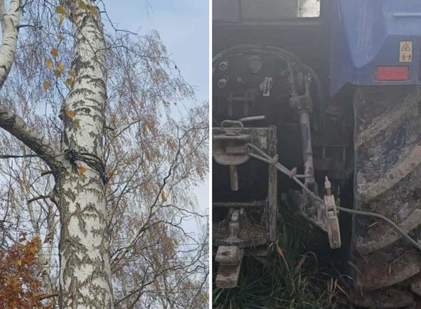 Rozpięli stalową linkę w poprzek drogi. Wjechało w nią auto