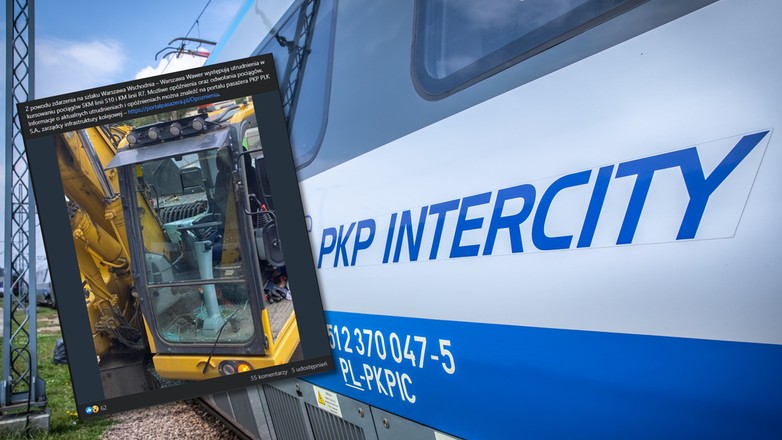 Koparka zderzyła się z pociągiem Intercity