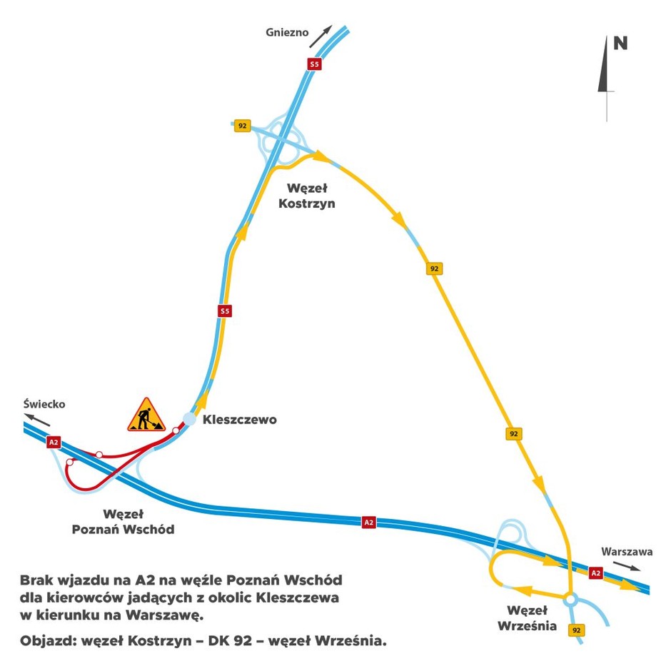 Utrudnienia na trasie A2 i S5. Mapa objazdów