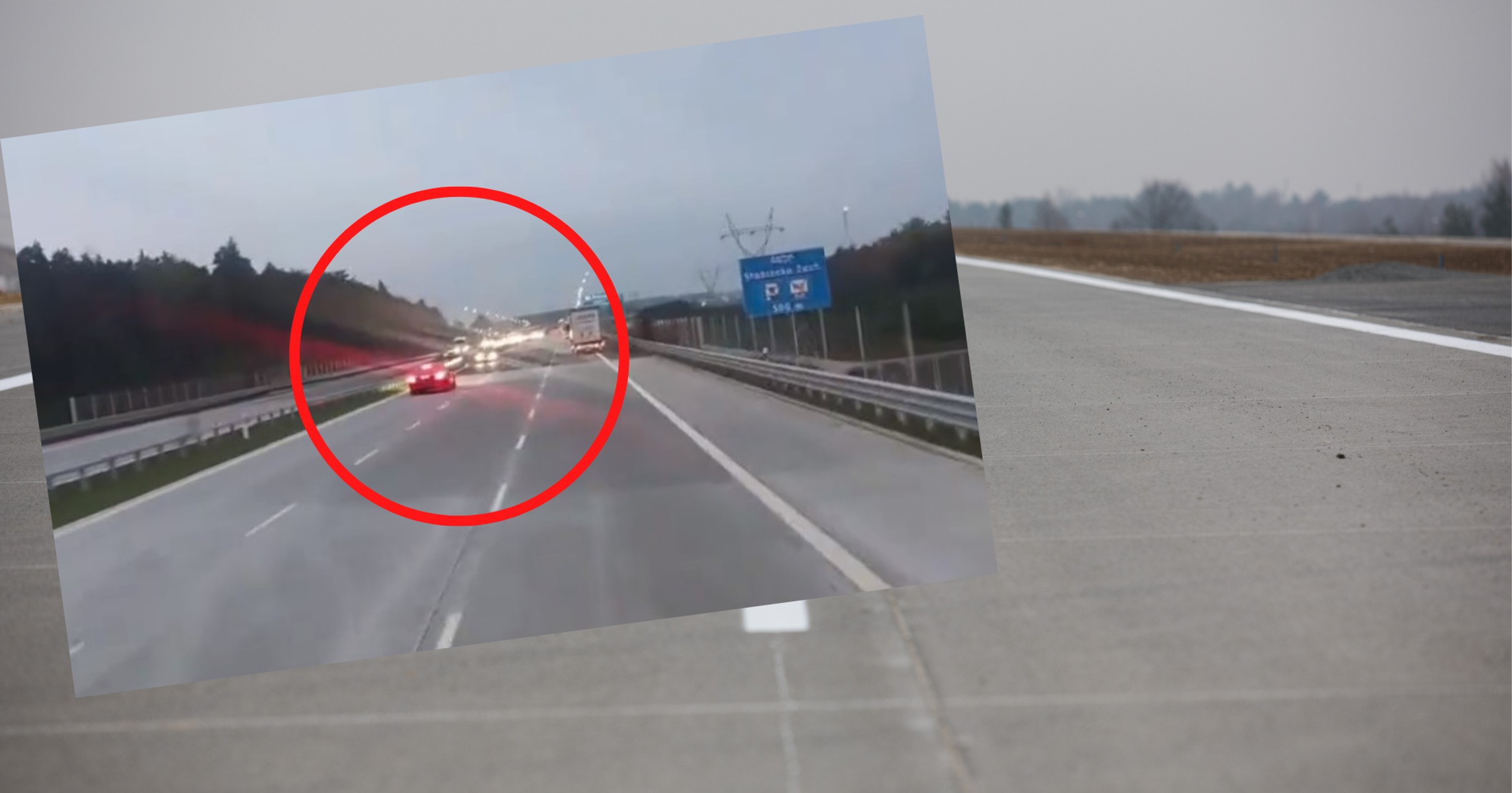Kierowca jechał autostradą A1 pod prąd (screen: BandytaZKamerka/Twitter)