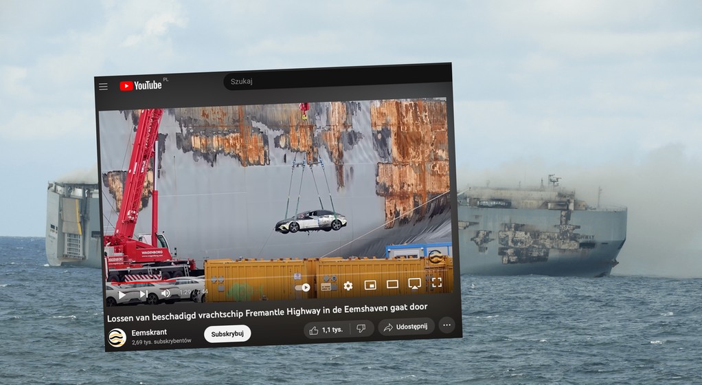 Pożar elektrycznego Mercedesa EQE ze statku Fremantle Highway