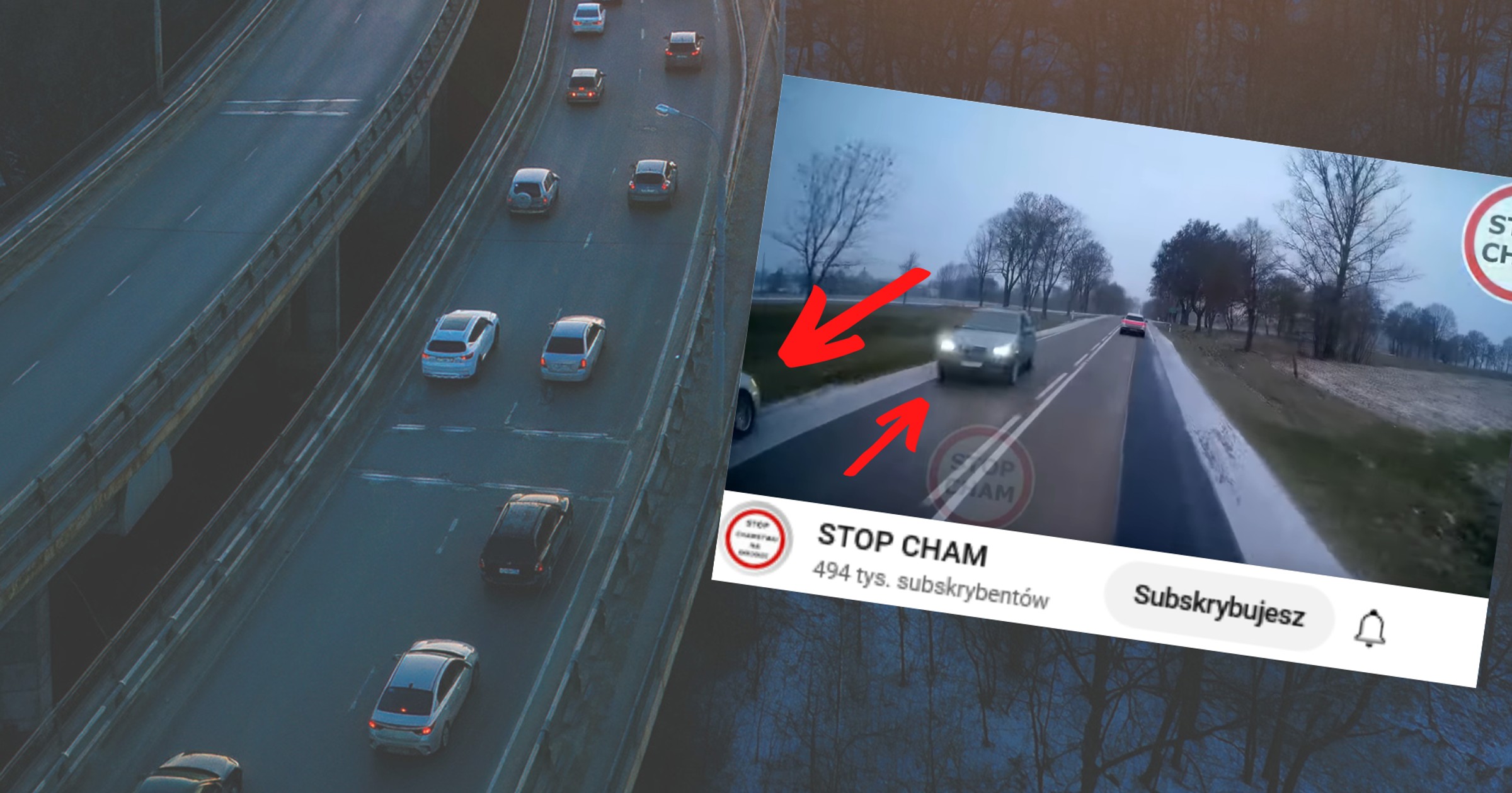 Omal nie doszło do wypadku (fot. screen z YouTube/STOP CHAM)