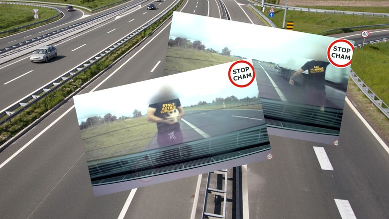 Mężczyzna uratował kota na S5 (screenshot/YouTube/@STOPCHAM)