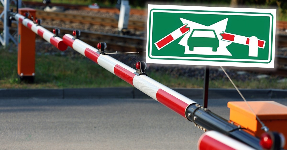 Znak G-25 informuje o możliwości wyłamania rogatek na przejeździe kolejowym (fot. UNECE)