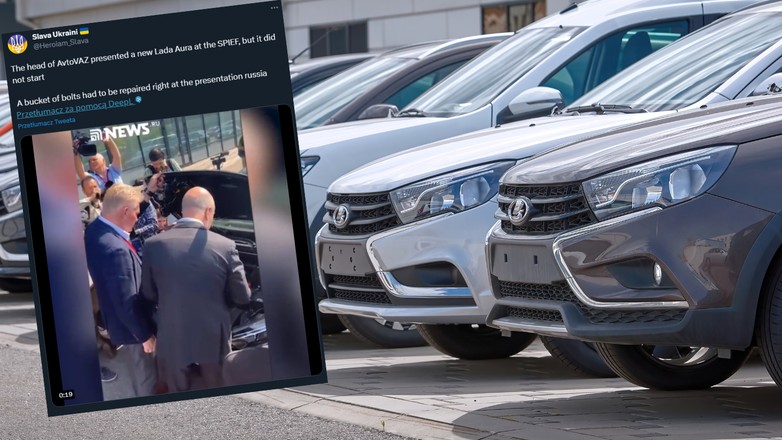 Rosjanie pokazali nową Ładę. Nie chciała odpalić (twitter.com/Heroiam_Slava)