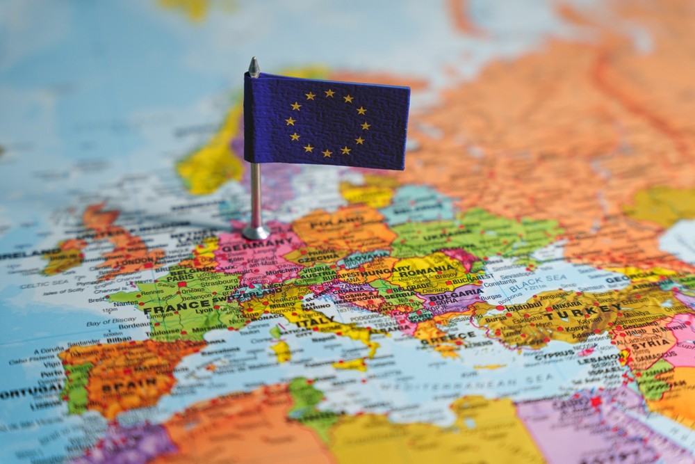 Unia Europejska, mapa i flaga