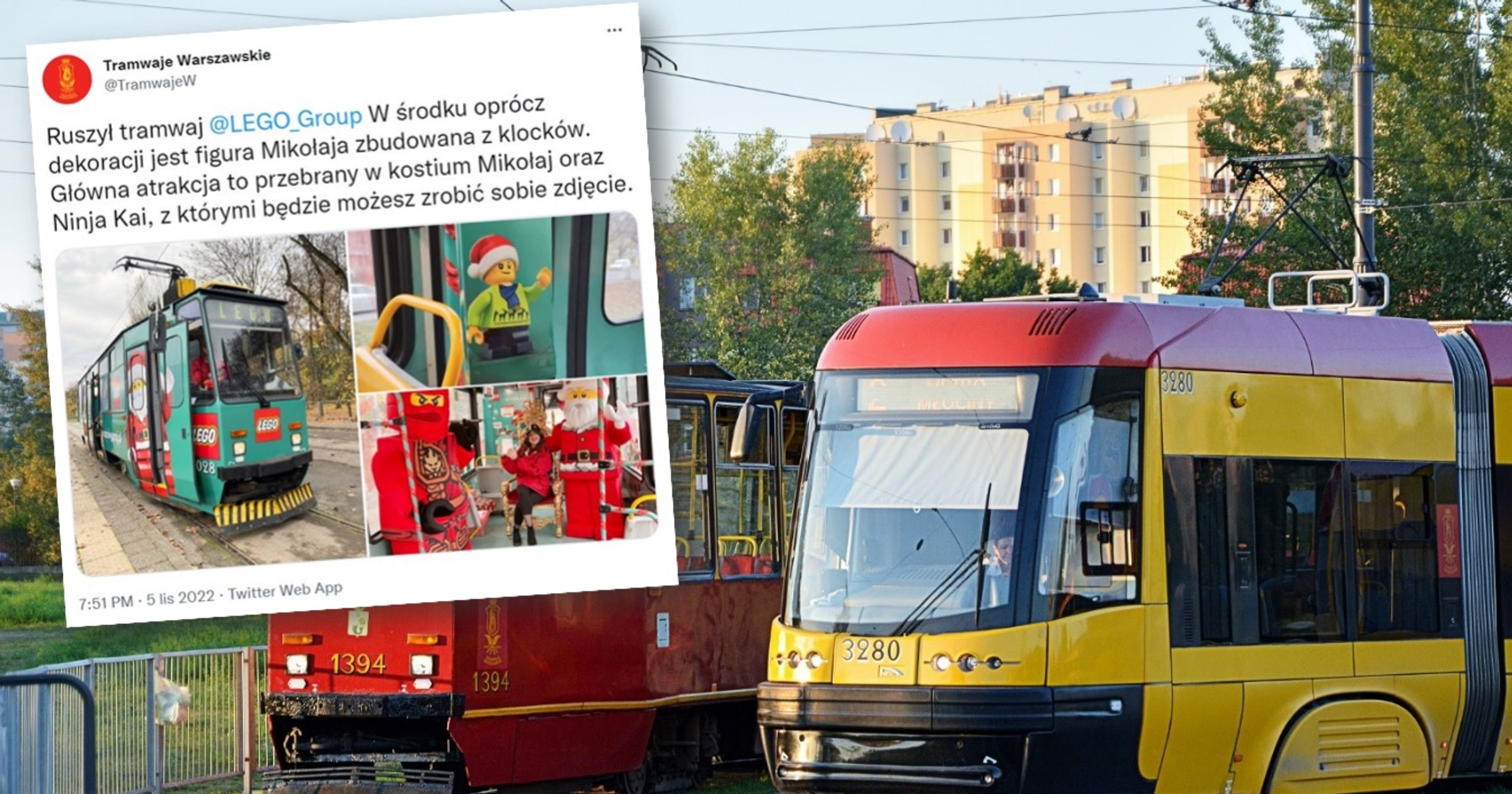 Nietypowy tramwaj na ulicach Warszawy. To przedświąteczna akcja