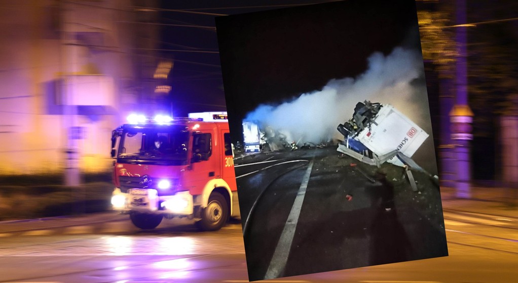 Pożar ciężarówek na S8