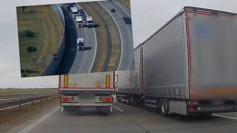 Wyprzedzanie ciężarówek na drodze szybkiego ruchu