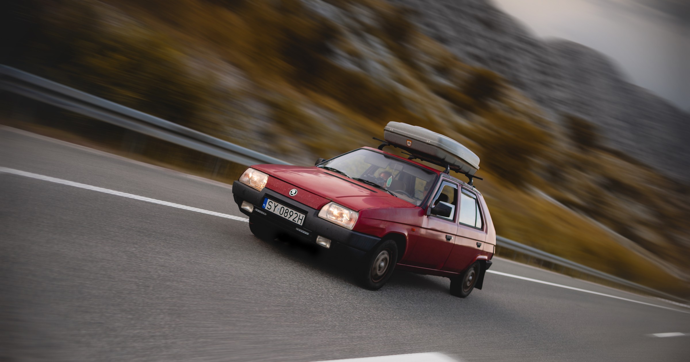 Skoda Favorit na chorwackiej autostradzie