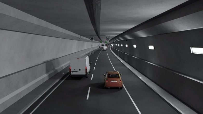 Wizualizacja odcinka S6 z tunelem drogowym pod Odrą