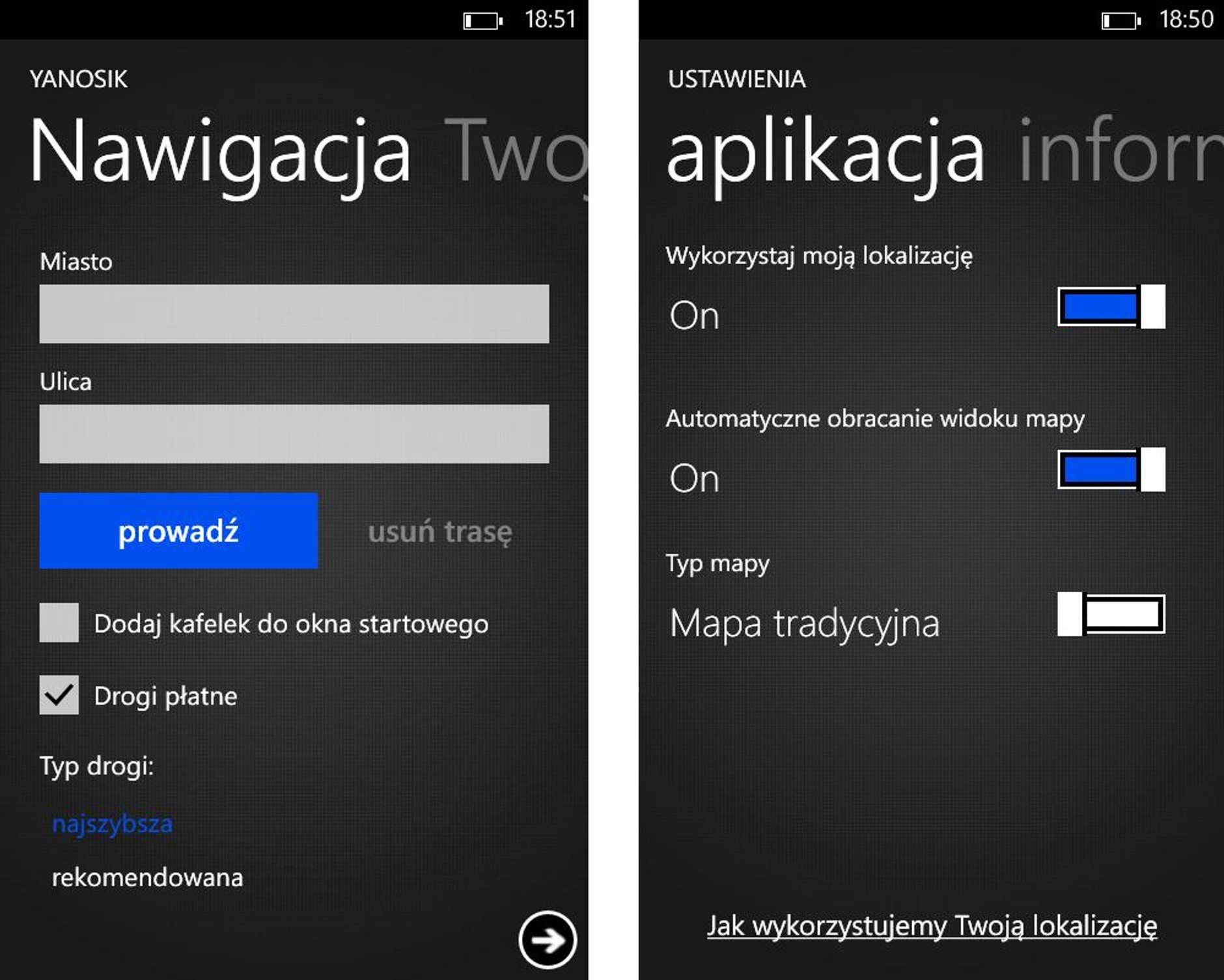 Jak prowadzi Yanosik z Windows Phone 8