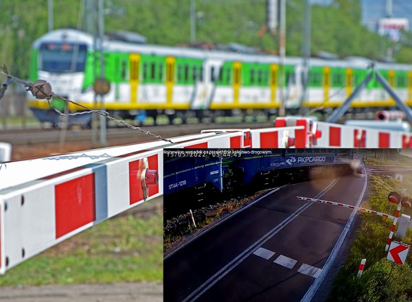Pociąg zmiótł auto z torów jak pudełko zapałek. Nagranie PKP ku przestrodze