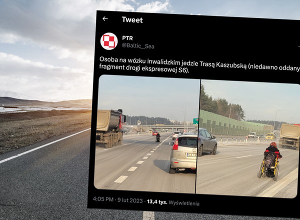 Na wózku inwalidzkim jechał drogą ekspresową S6. Miał powód