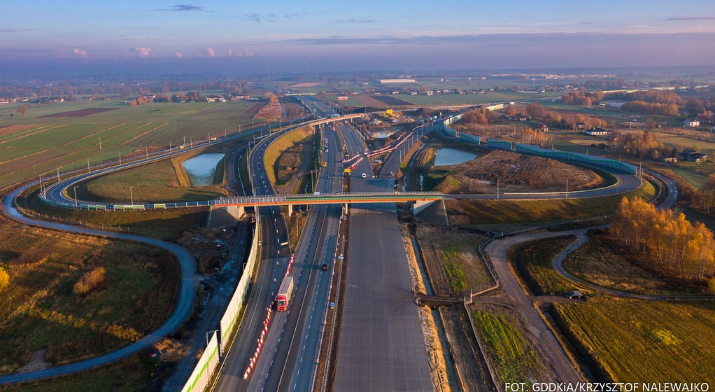 Budowa A1 Tuszyn - Piotrków Trybunalski Południe, prace na węźle Piotrków Trybunalski Zachód