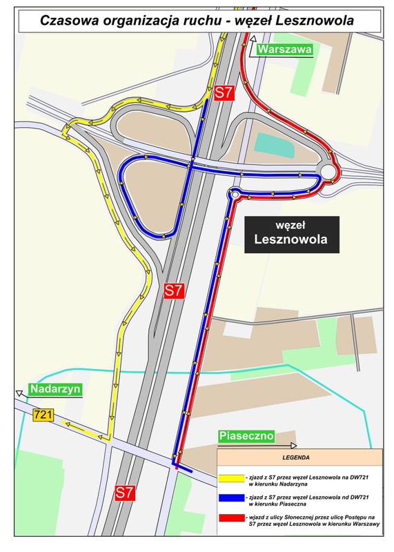 S7 Lotnisko - Lesznowola - tymczasowa organizacja ruchu