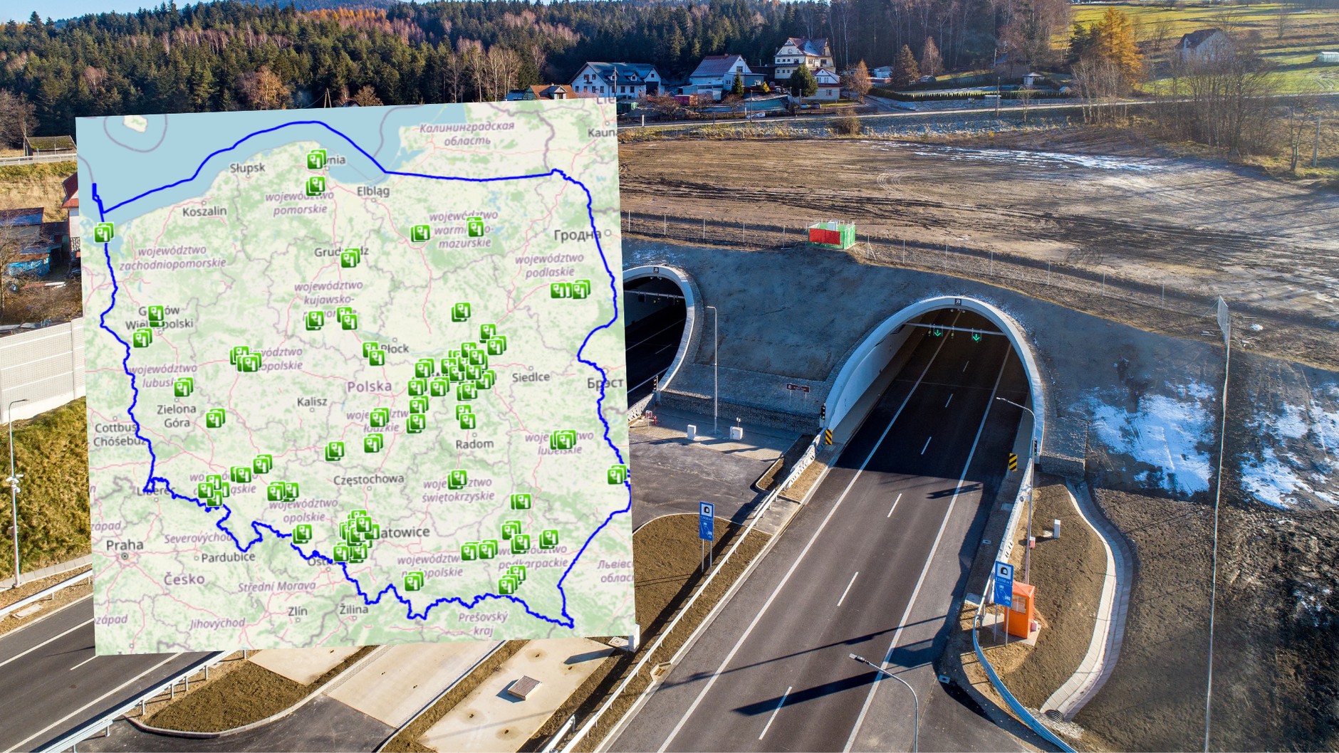 W Polsce jest ponad 70 odcinkowych pomiarów prędkości (OPP) (Zdjęcie mapy: www.canard.gitd.gov.pl)