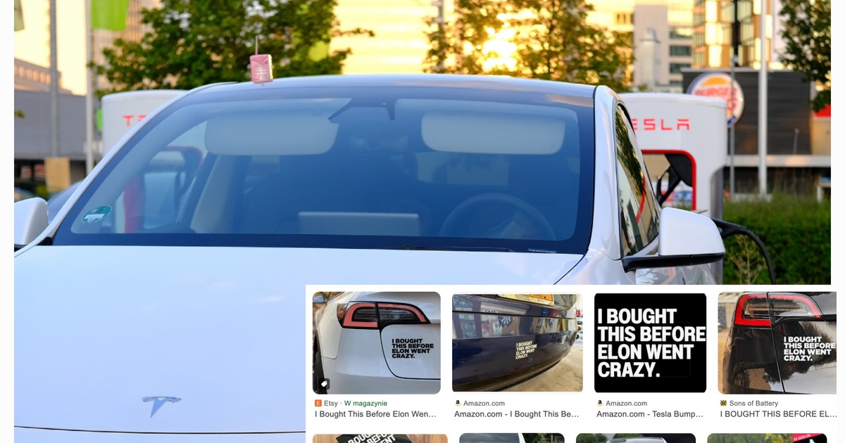 Właściciele Tesli odcinają się od politycznych zapędów Elona Muska. Te naklejki to hit internetu.