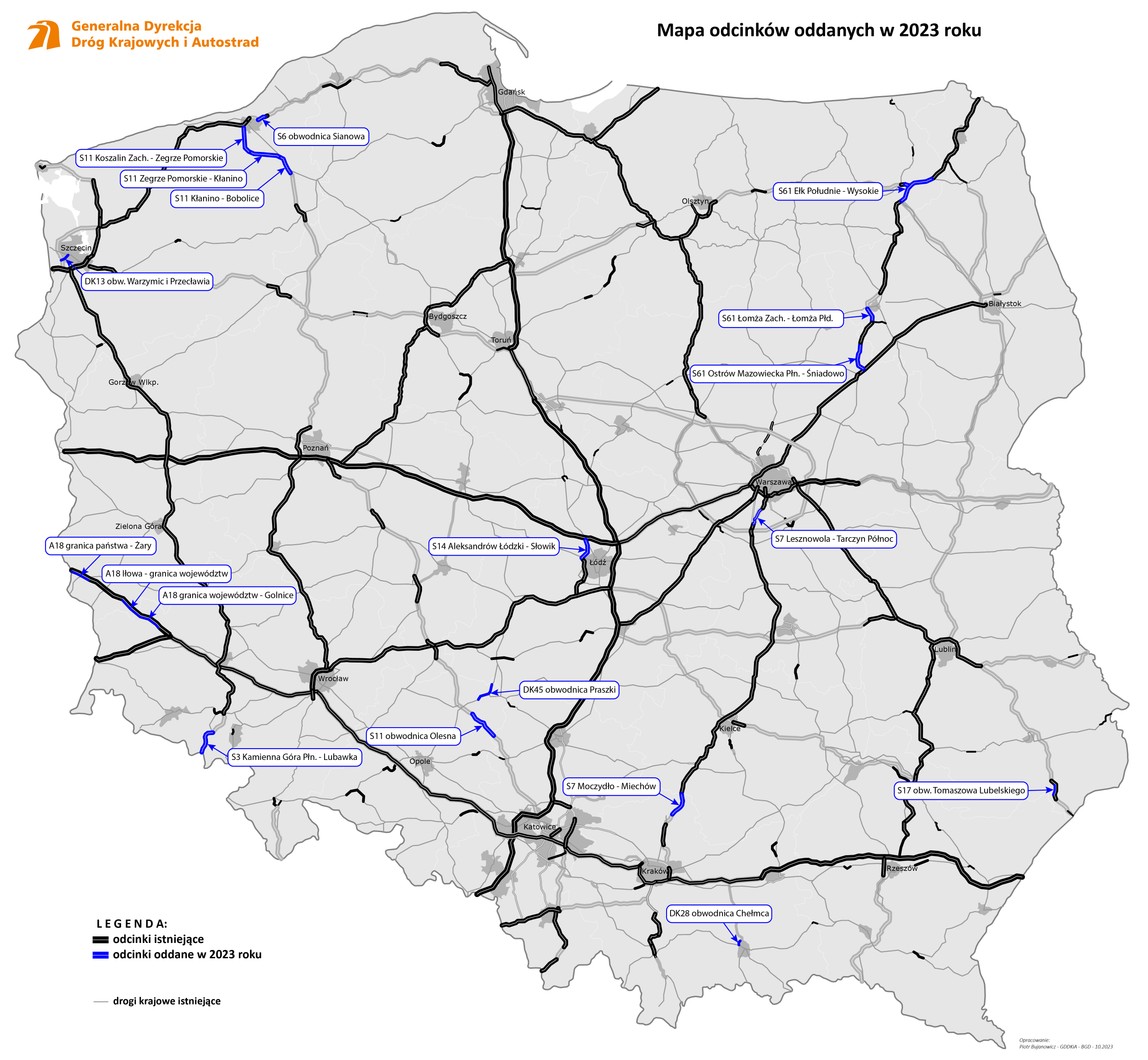 Nowe drogi oddane do ruchu w 2023 r.