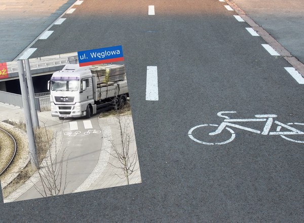 Ciężarówka na ścieżce rowerowej. Kierowca postanowił skrócić sobie drogę [Nagranie]