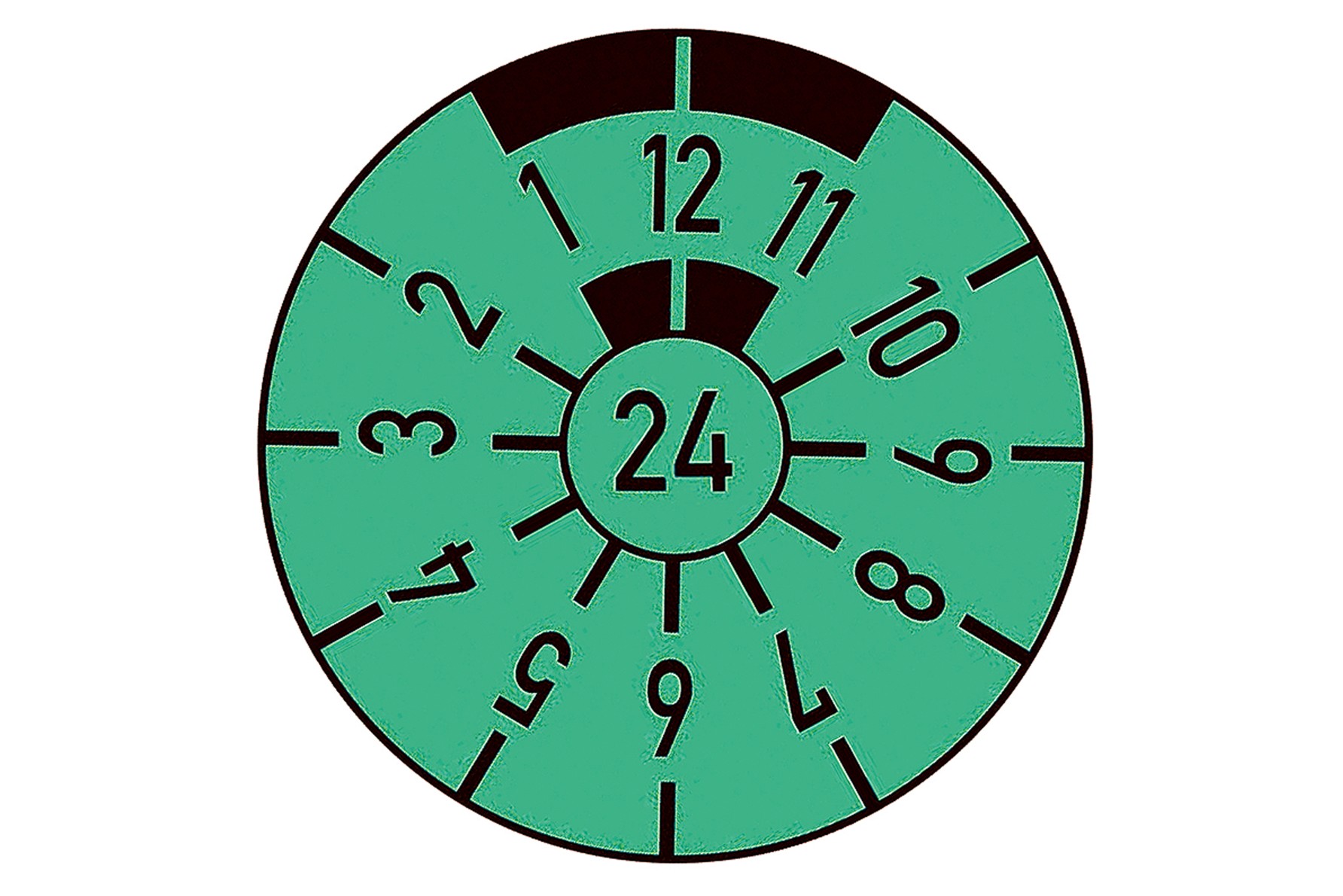 Cyfry na obwodzie informują o tym, do którego miesiąca ważny jest przegląd. W tym przypadku badanie powinno się odbyć do grudnia 2024.