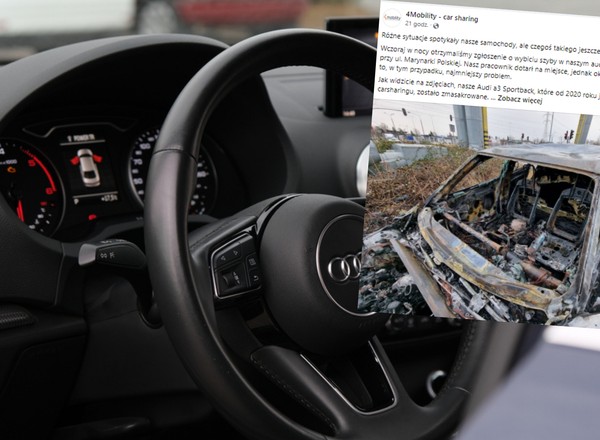 Audi z carsharingu "zostało zmasakrowane" w Gdańsku. Płomienie było widać z daleka