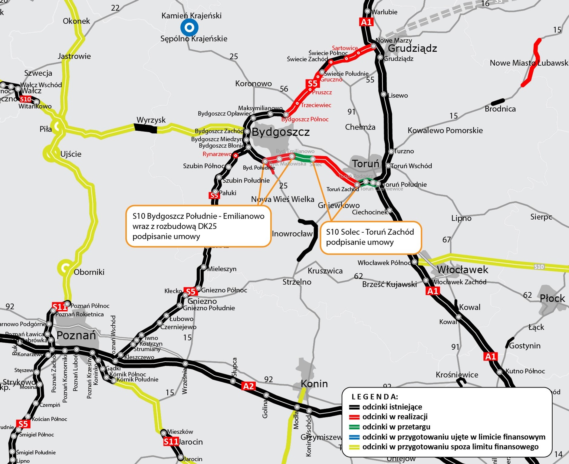 Mapa S10 Bydgoszcz - Toruń