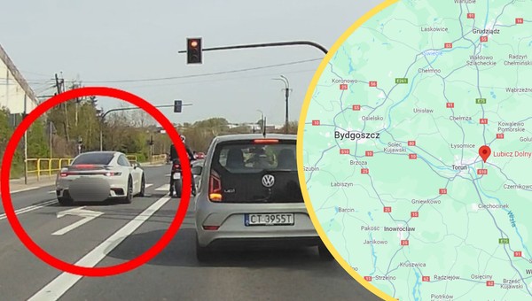 Kierowca Porsche nie przewidział jednego (Screen: Google Maps)