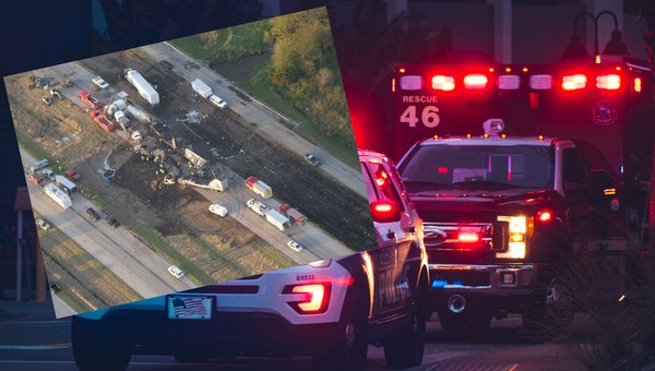 Wiatr wzbił masy pyłu i piasku. Seria wypadków na autostradzie w Illinois