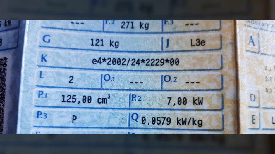 Dowód rejestracyjny motocykla 125 ccm: moc i masa mają znaczenie!