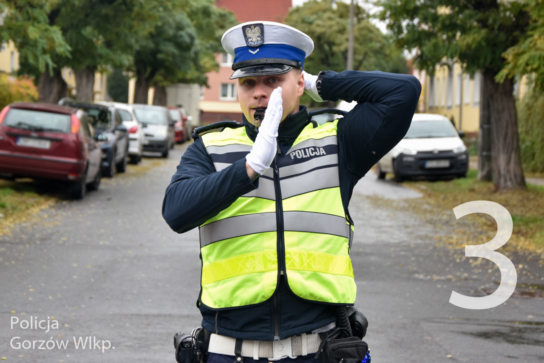 Policyjne gesty na skrzyżowaniu