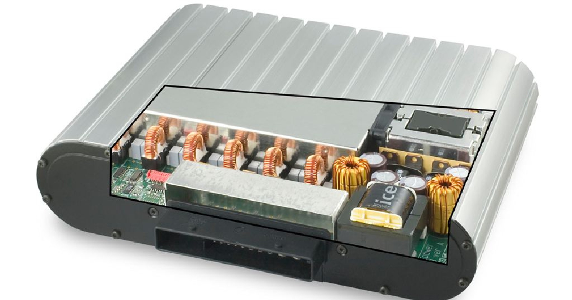 Przekrój słynnego wzmacniacza cyfrowego Bang & Olufsen ICE Power.