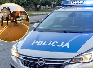 Bił się z policjantami na środku drogi. "Jeszcze na auto nam wleci" [WIDEO]