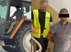 Ukradł ciągnik z rozsiewaczem. Pojechał zatrąbić przed komisariatem [WIDEO]
