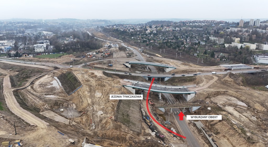 Przez dwa dni potrwają utrudnienia związane z wyburzaniem wiaduktu w Krakowie na budowie drogi S7