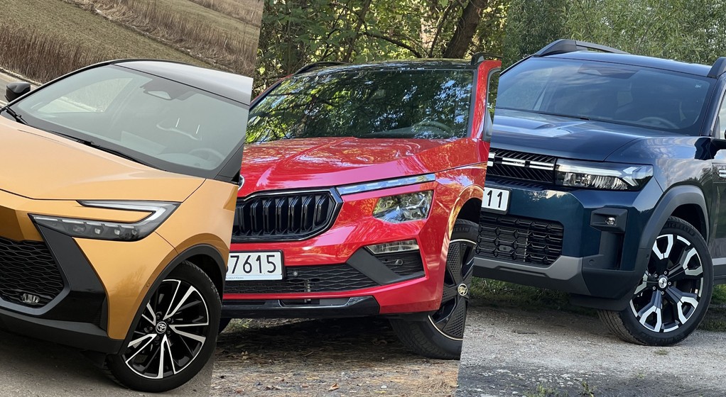 Toyota C-HR, Skoda Kamiq i Dacia Bigster (od lewej)