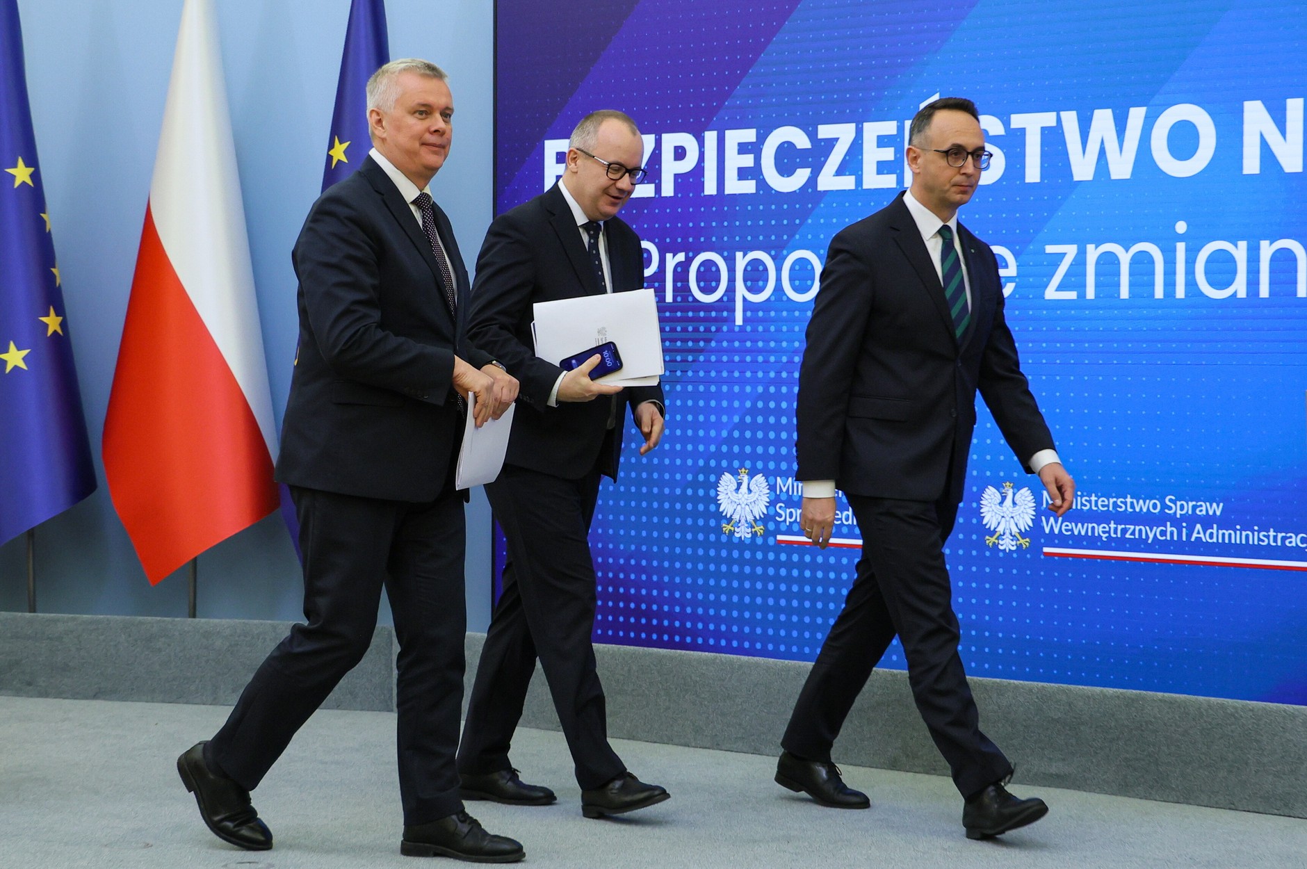 Tomasz Siemoniak, Adam Bodnar i Dariusz Klimczak na konferencji