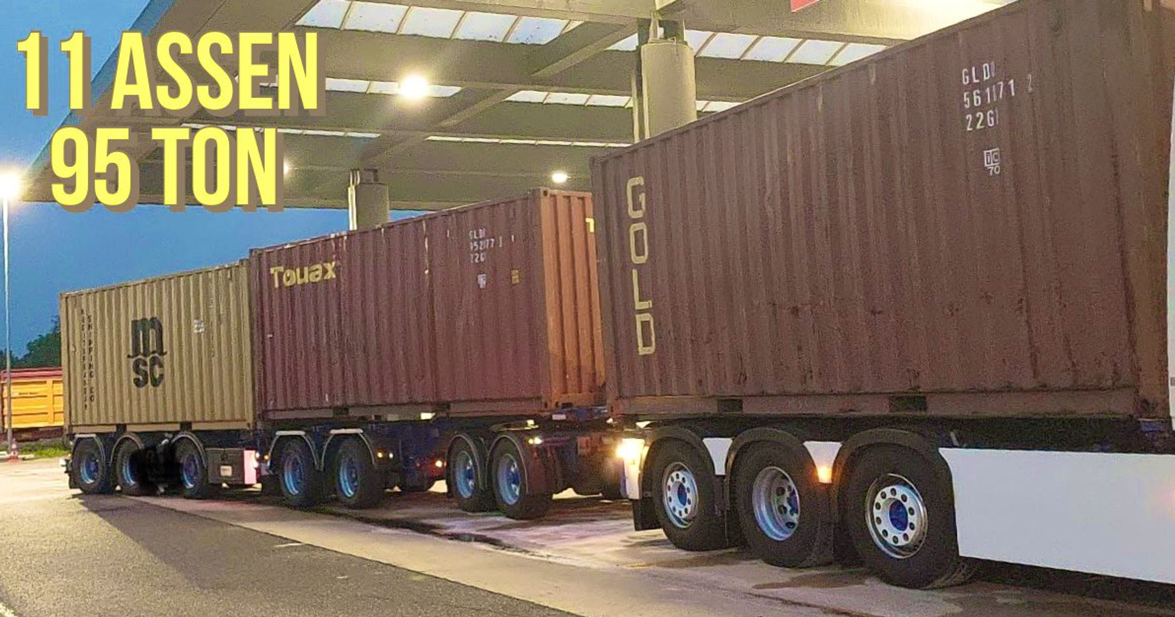 Zestaw z trzema kontenerami w Holandii przeciążony o 35 ton