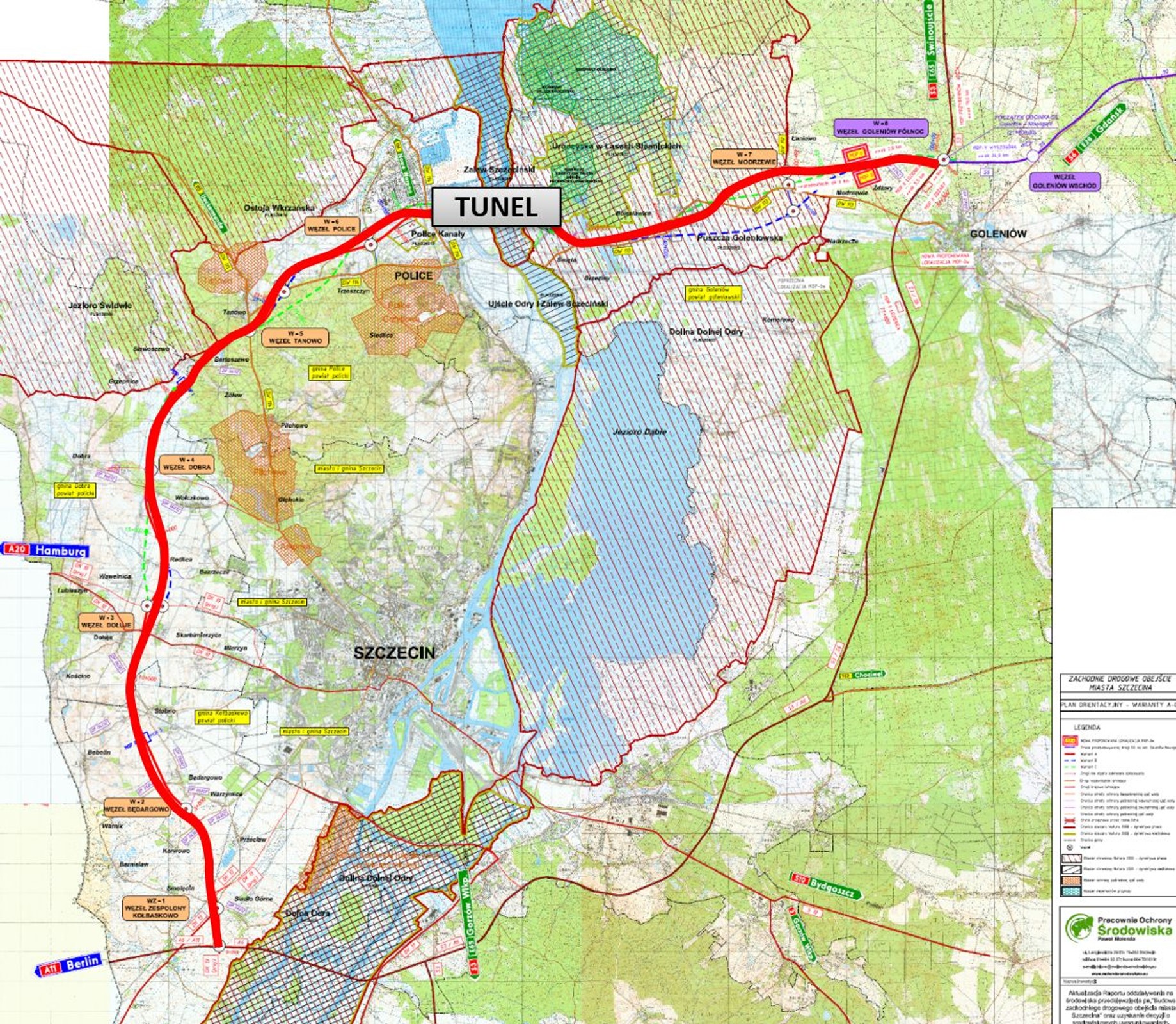 Mapa Zachodniej Obwodnicy Szczecina