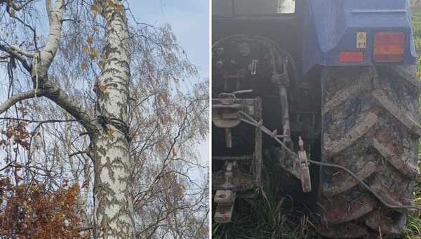 Rozpięli stalową linkę w poprzek drogi. Wjechało w nią auto