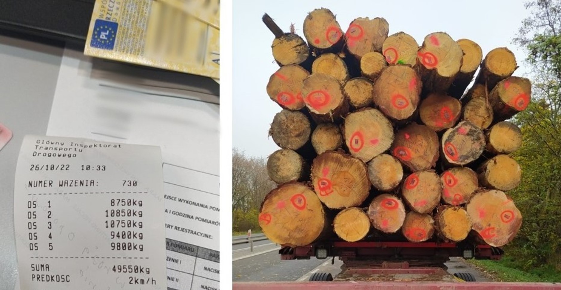 Zbyt ciężki transport drewna