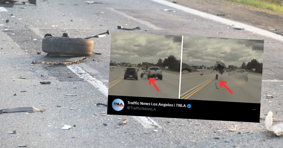 Samochód poszybował w górę (fot. screen z twitter.com/TrafficNewsLA)