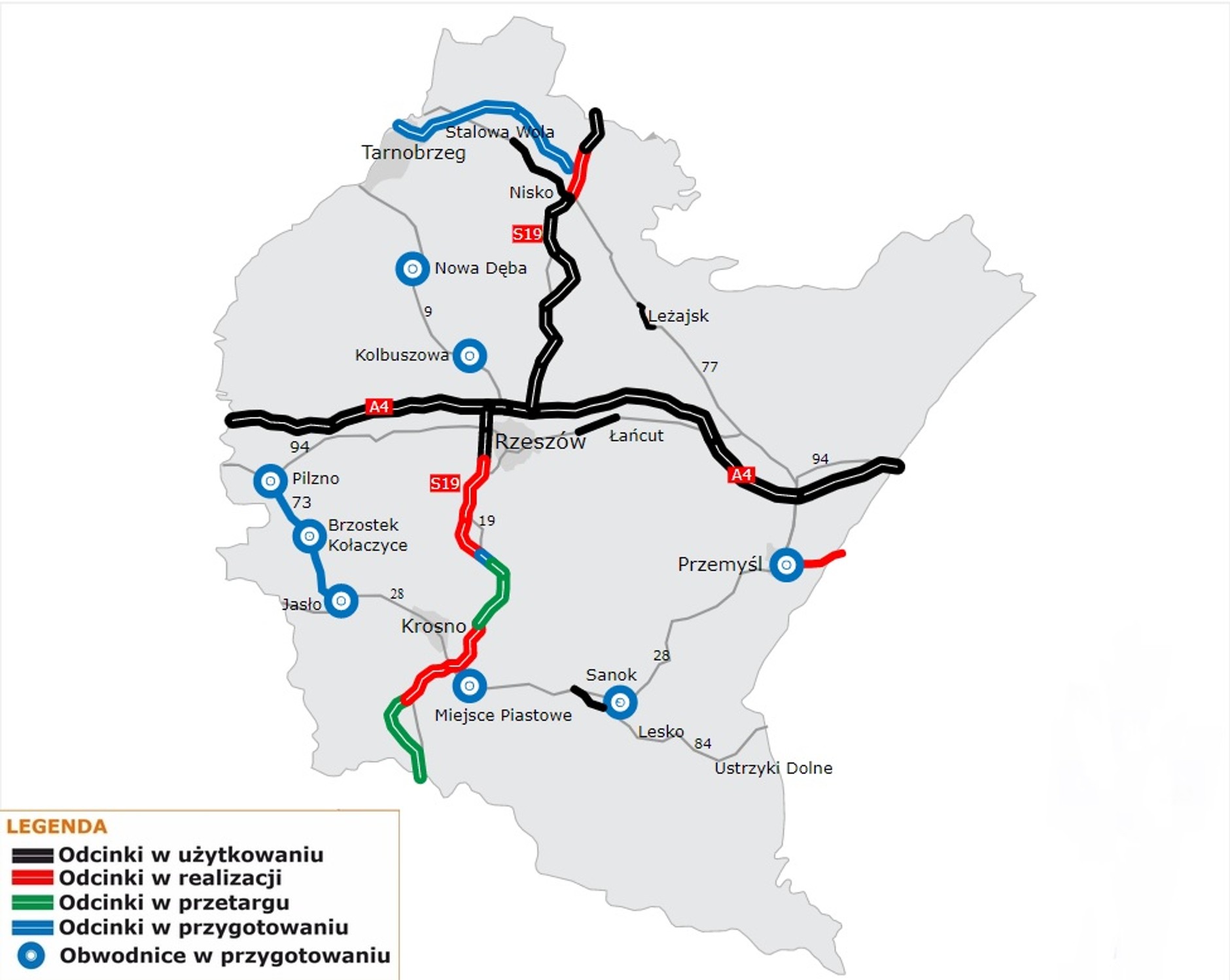 Podkarpackie mapa budowy dróg